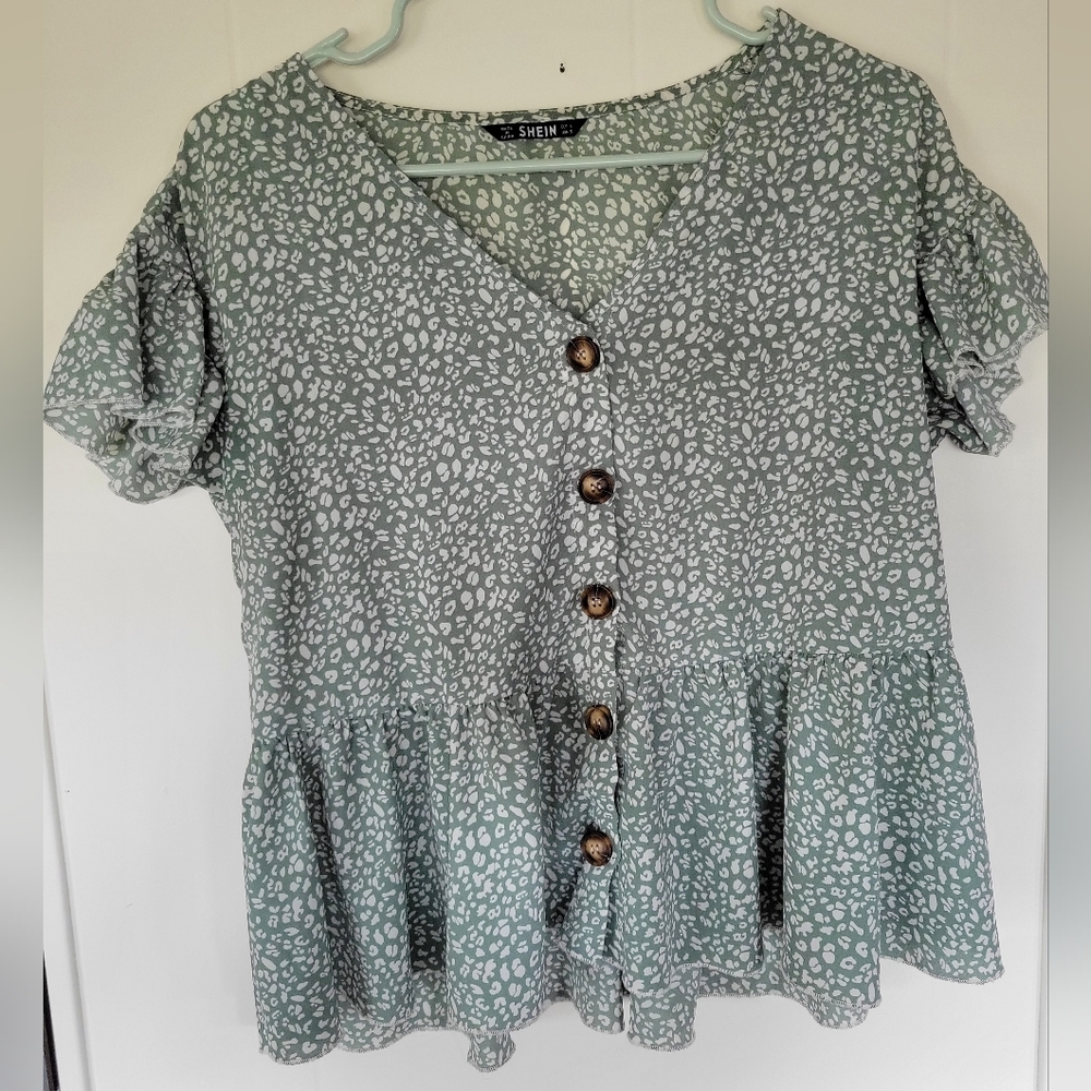 SHEIN Green and White Casual Jacket